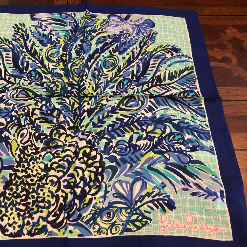 Lilly Pulitzer Sneak a Beak Peacock Silk Scarf